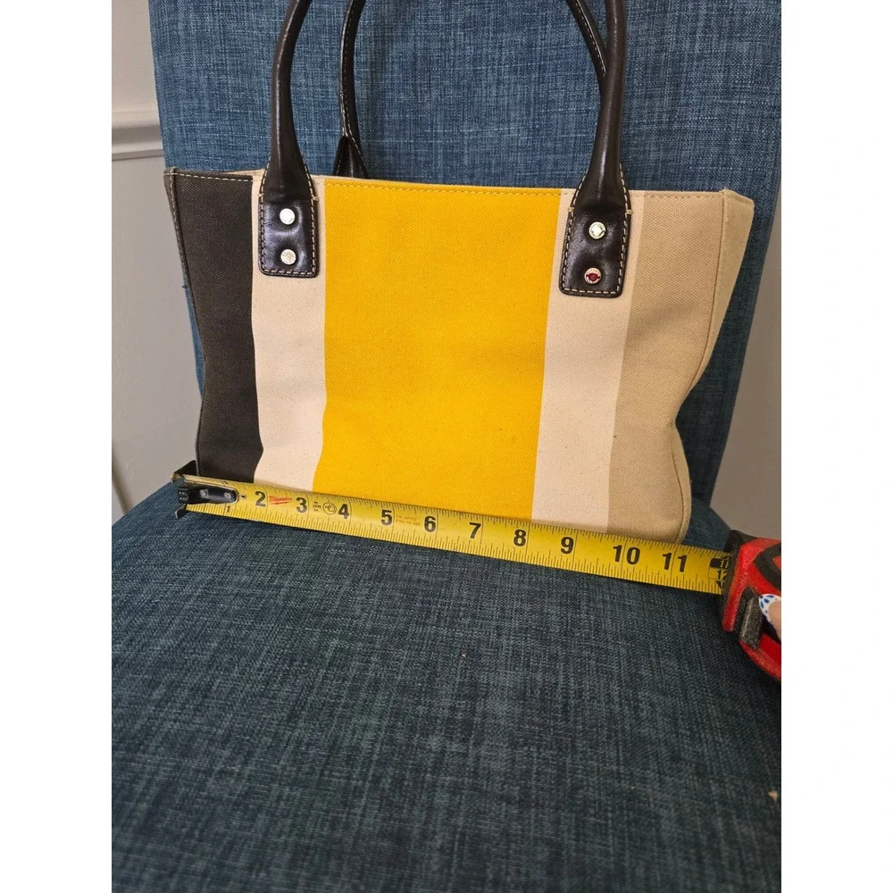 Kate Spade New York Canvas Colorblock Tote Bag Yellow Cream Green Handbag